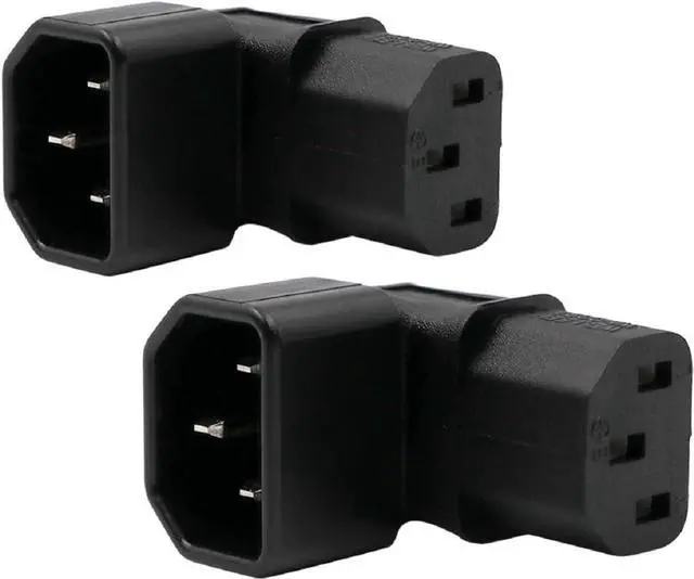 Main image of (2-Pack) Up Angle Elbow PIug IEC C14 to C13 Power Converter Travel Plug Adapter,IEC 320 C14 to 90-Degree Up Angle IEC C13 Electrical Adapter,C13 C14 Cable Power Adapter(C14 to Up C13)