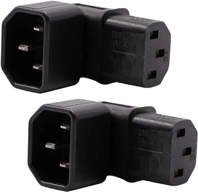 Main image of (2-Pack) Down Angle Elbow PIug IEC C14 to C13 Power Converter Travel Plug Adapter,IEC 320 C14 to 90-Degree Down Angle IEC C13 Electrical Adapter,C13 C14 Cable Power Adapter(C14 to Down C13)
