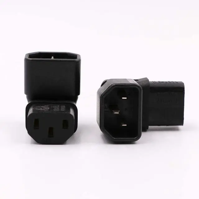 Alt view image 5 of 7 - (2-Pack) Down Angle Elbow PIug IEC C14 to C13 Power Converter Travel Plug Adapter,IEC 320 C14 to 90-Degree Down Angle IEC C13 Electrical Adapter,C13 C14 Cable Power Adapter(C14 to Down C13)