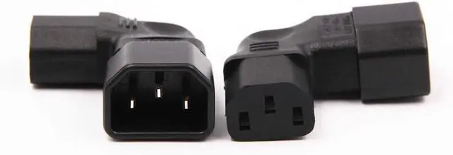 Alt view image 2 of 7 - (2-Pack) Left Angle Elbow PIug IEC C14 to C13 Power Converter Travel Plug Adapter,IEC 320 C14 to 90-Degree Left Angle IEC C13 Electrical Adapter,C13 C14 Cable Power Adapter(C14 to Left C13)