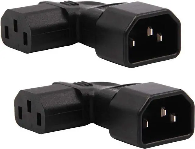 Main image of (2-Pack) Left Angle Elbow PIug IEC C14 to C13 Power Converter Travel Plug Adapter,IEC 320 C14 to 90-Degree Left Angle IEC C13 Electrical Adapter,C13 C14 Cable Power Adapter(C14 to Left C13)