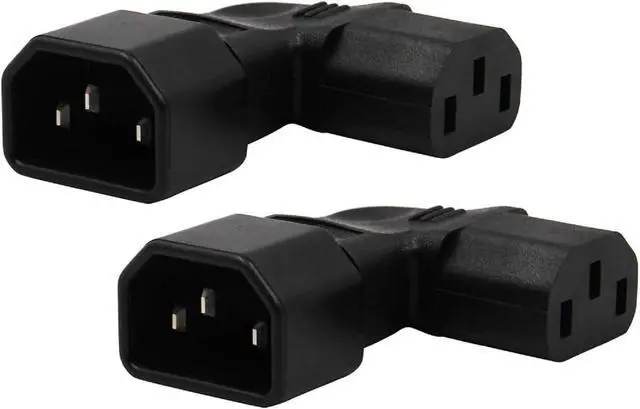 Main image of (2-Pack) Right Angle Elbow PIug IEC C14 to C13 Power Converter Travel Plug Adapter,IEC 320 C14 to 90-Degree Right Angle IEC C13 Electrical Adapter,C13 C14 Cable Power Adapter(C14 to Right C13)