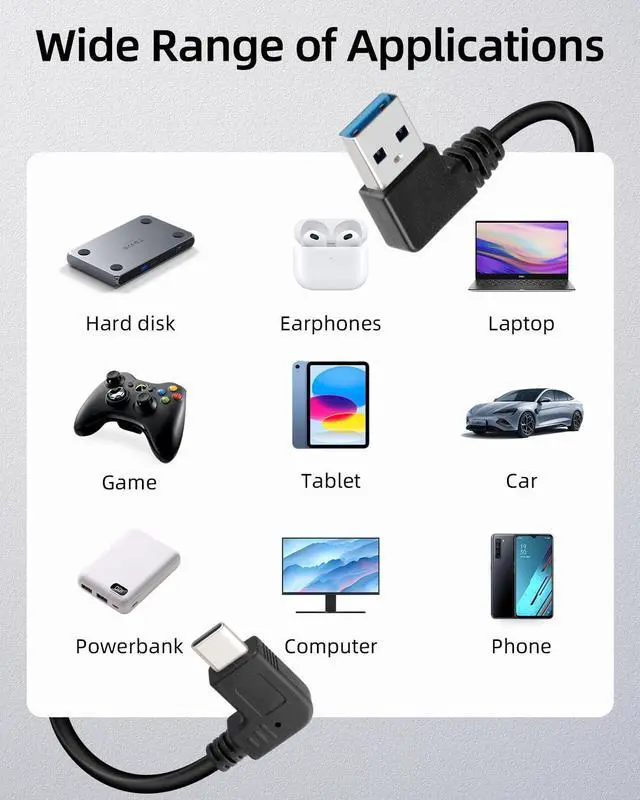Alt view image 6 of 7 - 1ft Short Right Angle USB Type C Cable, 90 Degree Angle 18W Fast Charging USB A to USB C Cable ,Right,0.3M
