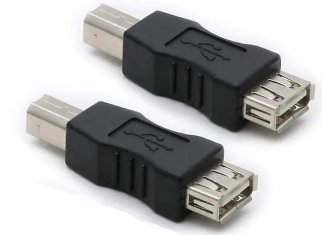 Main image of 2 Pack USB 2.0 AF/BM Adapter Type A Female to USB B Print Male Adapter Connector Converter Plug