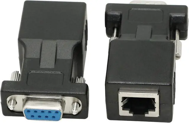 Alt view image 2 of 6 - 2-Pack RS232 to RJ45 Extender, DB9 9-Pin Serial Port Female&Male to RJ45 CAT5 CAT6 Ethernet LAN Extend Adapter