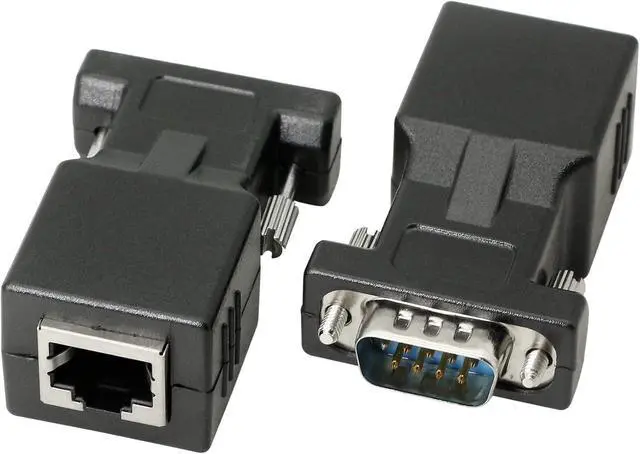 Alt view image 3 of 6 - 2-Pack RS232 to RJ45 Extender, DB9 9-Pin Serial Port Female&Male to RJ45 CAT5 CAT6 Ethernet LAN Extend Adapter