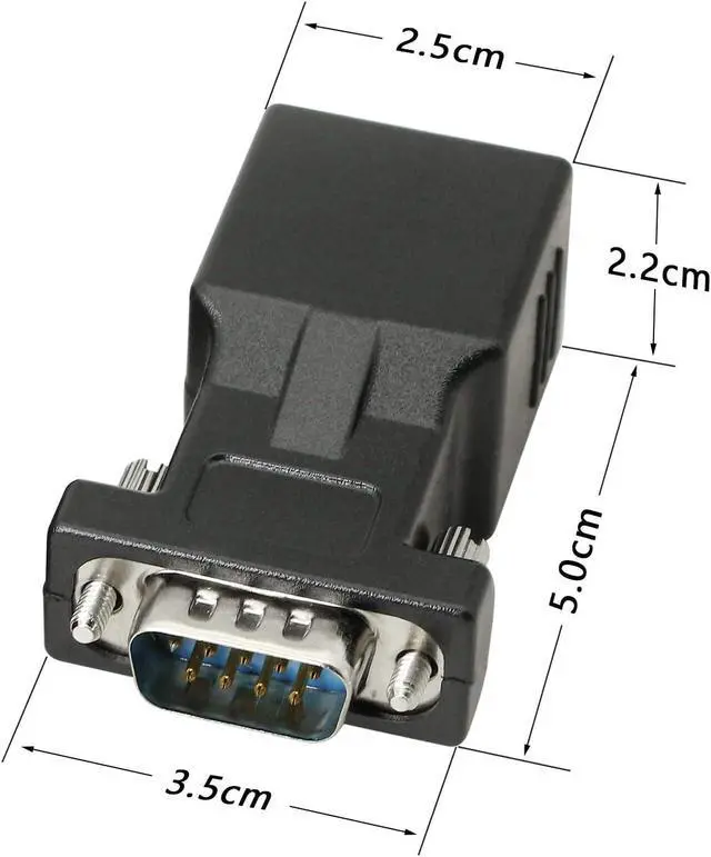 Alt view image 5 of 6 - 2-Pack RS232 to RJ45 Extender, DB9 9-Pin Serial Port Female&Male to RJ45 CAT5 CAT6 Ethernet LAN Extend Adapter