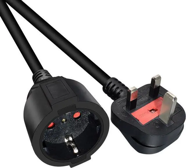 Alt view image 6 of 7 - UK to Schuko Short Power Cord , Toptekits UK BS1363 Plug to European CEE7/7 Female Socket Short Power Cable for UPS PDU,Euro UK Plug Adapter Cord,UK EU Plug Adapter,16AWG, (2ft/0.6m)