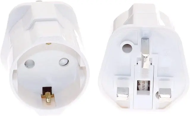 Alt view image 2 of 7 - (2-Pack) UK to Schuko Power Converter, UK BS1363 to European CEE7 Schuko Female Socket Electrical Adapter, Euro UK Plug Adapter Travel Converter, White