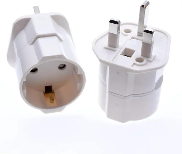 Alt view image 3 of 7 - (2-Pack) UK to Schuko Power Converter, UK BS1363 to European CEE7 Schuko Female Socket Electrical Adapter, Euro UK Plug Adapter Travel Converter, White