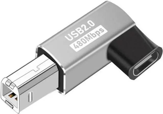 Alt view image 2 of 7 - 2-Pack USB C to MIDI Elbow Adapter,90 Degree Angle USB Type C Female to USB B Male Printer Adapter Converter, for Printer MIDI Electric Piano Electronic Drum (Grey, Elbow)
