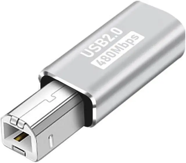 Alt view image 2 of 7 - 2-Pack USB C to MIDI Adapter,USB Type C Female to USB B Male Printer Adapter Converter, for Printer MIDI Electric Piano Electronic Drum (Grey, Straight Plug)