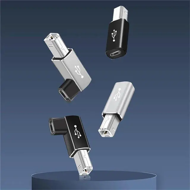 Alt view image 5 of 7 - 2-Pack USB C to MIDI Adapter,USB Type C Female to USB B Male Printer Adapter Converter, for Printer MIDI Electric Piano Electronic Drum (Grey, Straight Plug)
