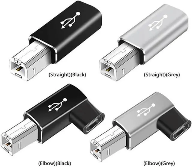 Alt view image 6 of 7 - 2-Pack USB C to MIDI Adapter,USB Type C Female to USB B Male Printer Adapter Converter, for Printer MIDI Electric Piano Electronic Drum (Grey, Straight Plug)