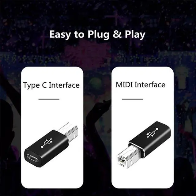 Alt view image 7 of 7 - 2-Pack USB C to MIDI Adapter,USB Type C Female to USB B Male Printer Adapter Converter, for Printer MIDI Electric Piano Electronic Drum (Grey, Straight Plug)