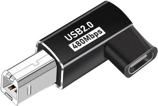 Alt view image 2 of 7 - 2-Pack USB C to MIDI Elbow Adapter,90 Degree Angle USB Type C Female to USB B Male Printer Adapter Converter, for Printer MIDI Electric Piano Electronic Drum (Black ,Elbow Plug)