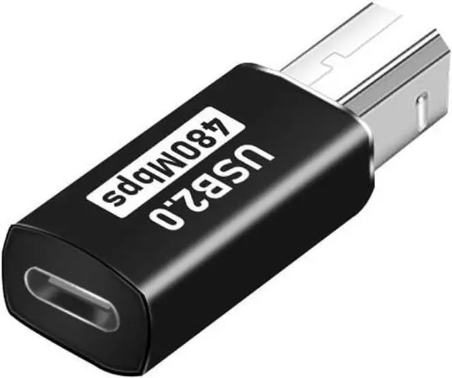 Alt view image 2 of 7 - 2-Pack USB C to MIDI Adapter,USB Type C Female to USB B Male Printer Adapter Converter, for Printer MIDI Electric Piano Electronic Drum (Black, Straight Plug)