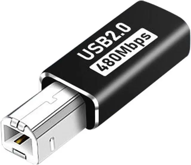 Alt view image 3 of 7 - 2-Pack USB C to MIDI Adapter,USB Type C Female to USB B Male Printer Adapter Converter, for Printer MIDI Electric Piano Electronic Drum (Black, Straight Plug)