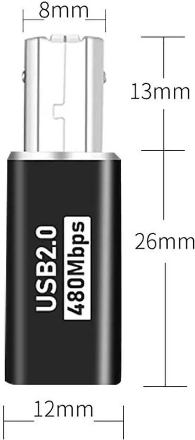 Alt view image 7 of 7 - 2-Pack USB C to MIDI Adapter,USB Type C Female to USB B Male Printer Adapter Converter, for Printer MIDI Electric Piano Electronic Drum (Black, Straight Plug)