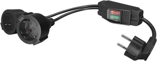 Alt view image 3 of 7 - EU Europe Schuko 1 to 2 Outlet Power Y Splitter Euro Extension Cord with Switch, European CEE7/7 Male Plug to 2X Schuko Female Socket Y Split Power Cord with Switcher, Black, 1ft/30cm