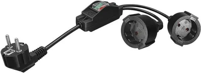 Alt view image 4 of 7 - EU Europe Schuko 1 to 2 Outlet Power Y Splitter Euro Extension Cord with Switch, European CEE7/7 Male Plug to 2X Schuko Female Socket Y Split Power Cord with Switcher, Black, 1ft/30cm