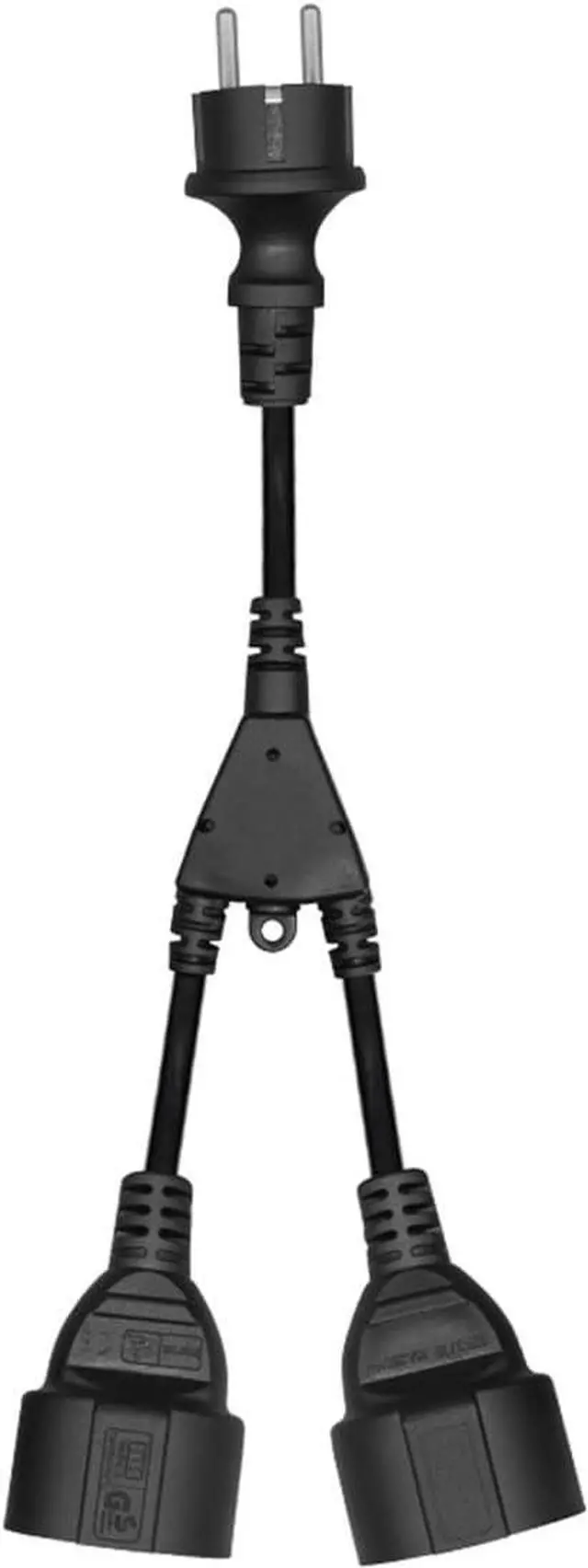 Alt view image 5 of 7 - Europe Schuko CEE7/7 1-to-2 Outlet Y Splitter Power Cord, Euro CEE7/7 Male Plug to 2X Schuko Female Socket Y Split Power Cable, European Power Strip Splitter, Black, 1ft/30cm