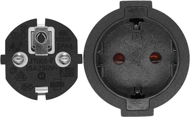 Alt view image 6 of 7 - Europe Schuko CEE7/7 1-to-2 Outlet Y Splitter Power Cord, Euro CEE7/7 Male Plug to 2X Schuko Female Socket Y Split Power Cable, European Power Strip Splitter, Black, 1ft/30cm