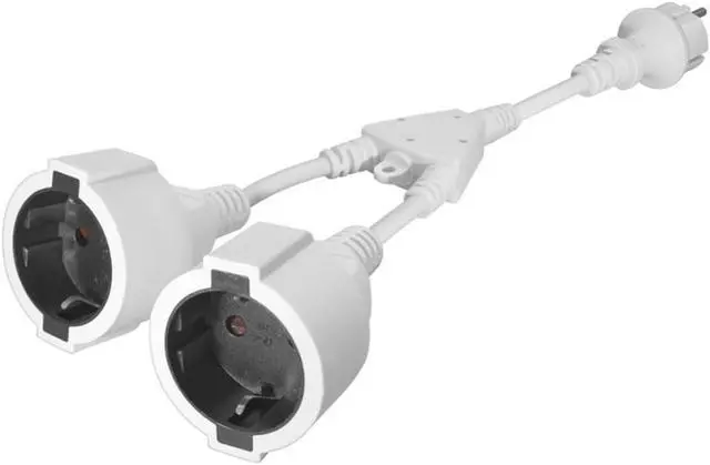 Alt view image 3 of 7 - Europe Schuko 1 to 2 Outlet Y Splitter Short Power Cord 1 Foot, Euro Schuko CEE7/7 Male Plug to Dual Female Socket Y Split Power Extension Cable, European Power Strip, White, 1ft/30cm