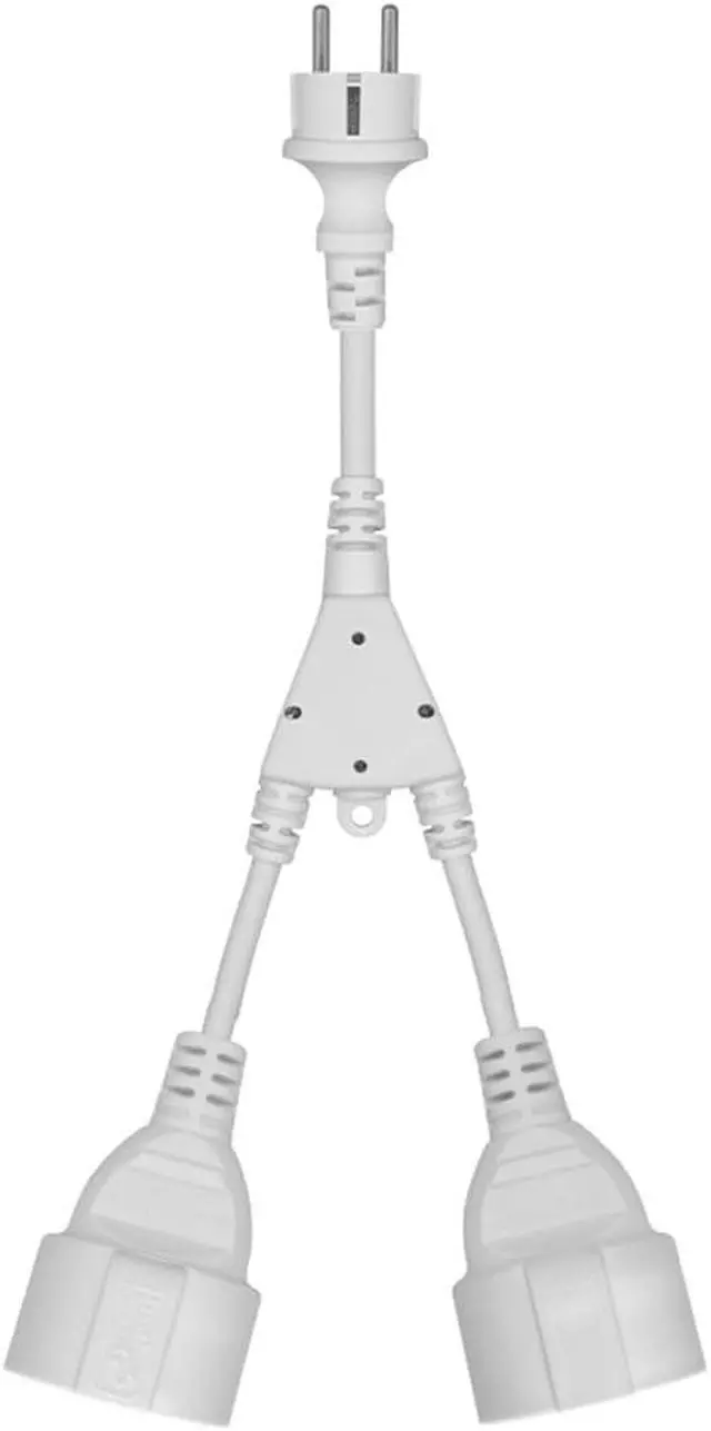 Alt view image 4 of 7 - Europe Schuko 1 to 2 Outlet Y Splitter Short Power Cord 1 Foot, Euro Schuko CEE7/7 Male Plug to Dual Female Socket Y Split Power Extension Cable, European Power Strip, White, 1ft/30cm