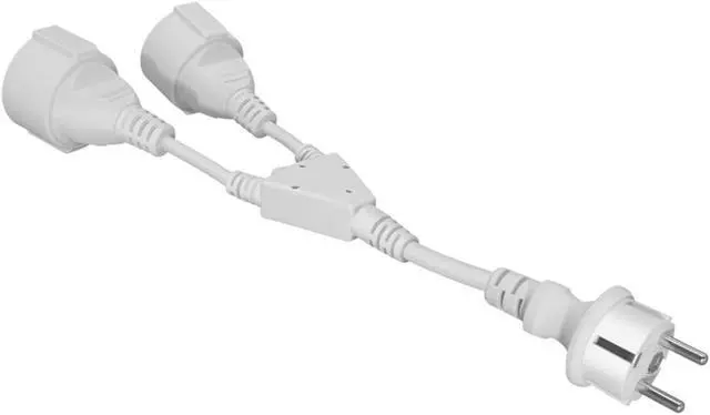 Alt view image 5 of 7 - Europe Schuko 1 to 2 Outlet Y Splitter Short Power Cord 1 Foot, Euro Schuko CEE7/7 Male Plug to Dual Female Socket Y Split Power Extension Cable, European Power Strip, White, 1ft/30cm
