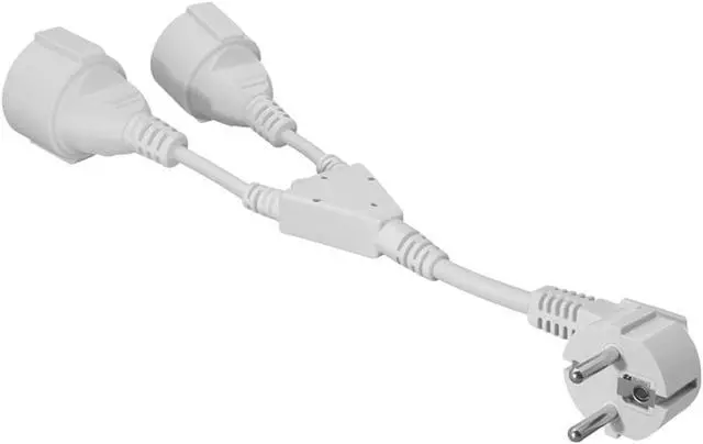 Alt view image 2 of 7 - Europe Schuko 1 to 2 Outlet Power Cord Y Splitter,Elbow Plug Euro Schuko CEE7/7 Male Plug to 2X Schuko Female Socket Y Split Cord,EU 3 Prong Splitter Power Strip (Elbow 1-to-2, White, 1ft/30cm)
