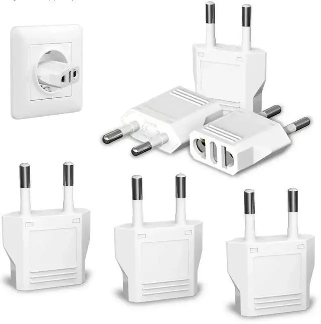 Alt view image 7 of 7 - 5 Pack 2-Prong US To EU Travel Plug Adapter Power Converter ,Euro US Plug Adapter,US EU Plug Adapter Electrical Adapter,EU4.8mm Power Adapter White Style B 4.8mm