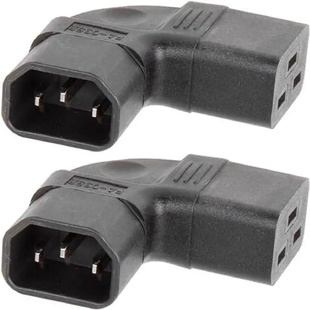 Main image of 2-Pack IEC C14 to C19 Elbow Plug Power Converter Travel Plug Adapter, IEC 320 C14 Male to Right Angle IEC C19 Female Electrical Adapter