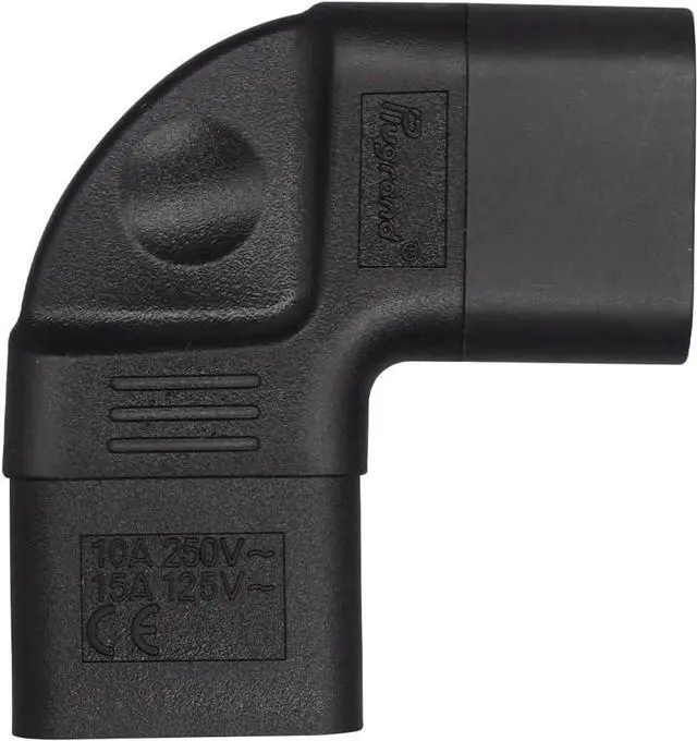 Alt view image 6 of 7 - 2-Pack IEC C14 to C19 Elbow Plug Power Converter Travel Plug Adapter, IEC 320 C14 Male to Right Angle IEC C19 Female Electrical Adapter
