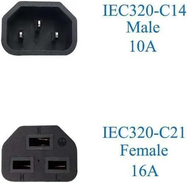 Alt view image 6 of 7 - 2-Pack IEC C14 to C21 Power Converter Travel Plug Adapter, IEC 320 C14 Male to C21 Female Electrical Adapter,IEC Adapter,Compatible with C19