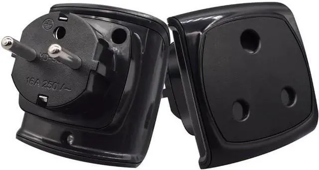 Main image of Euro Schuko to South Africal Electrical Adapter Travel Plug Adapter,Toptekits EU Schuko CEE7/7 Male to South Africa Female Power Converter Travel Adapter, 16A 250V,1-Pack