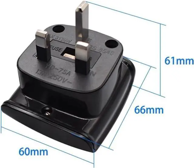 Alt view image 6 of 6 - UK to South Africa Electrical Adapter Travel Plug Adapter, UK BS1363 Male Plug to South Africa Female Socket Power Converter with 13A Fuse,1-Pack