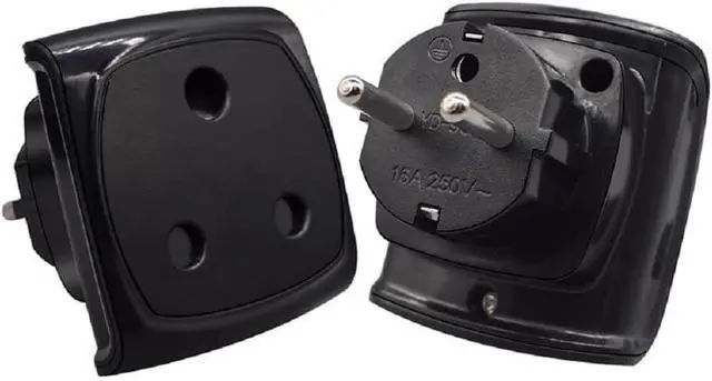 Alt view image 2 of 7 - Euro Schuko to South Africal Electrical Adapter Travel Plug Adapter,Toptekits EU Schuko CEE7/7 Male to South Africa Female Power Converter Travel Adapter, 16A 250V,1-Pack