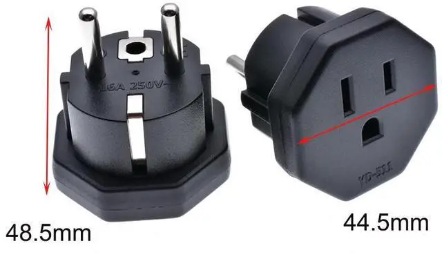 Alt view image 3 of 4 - 2 Pack US 5-15R to Europe Plug Power Converter Travel Adapter ,Eu European CEE7 Schuko to NEMA 5-15R Electrica Adapter,US EU Plug adapter ,Euro US Plug adapter(Black)