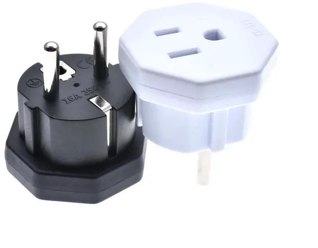 Alt view image 4 of 4 - 2 Pack US 5-15R to Europe Plug Power Converter Travel Adapter ,Eu European CEE7 Schuko to NEMA 5-15R Electrica Adapter,US EU Plug adapter ,Euro US Plug adapter(Black)