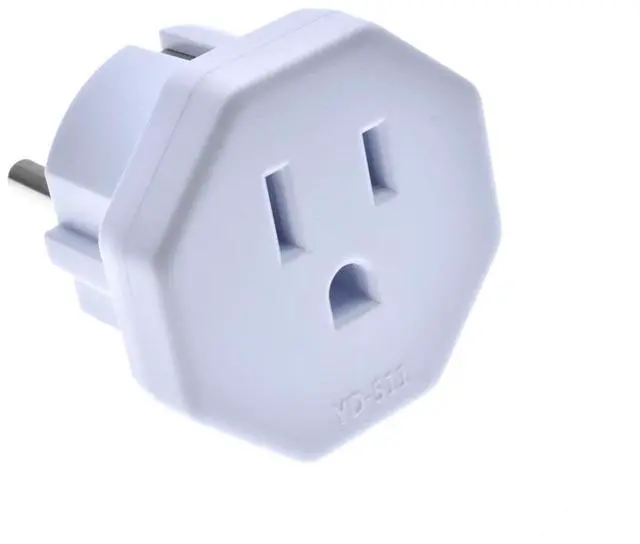 Alt view image 2 of 3 - 2 Pack White Schuko to 5-15R Power Converter Travel Adapter ,Eu Type E/F European Schuko Male to US 3 Prong NEMA 5-15R Female Electrical Adapter,Euro US Plug Adapter