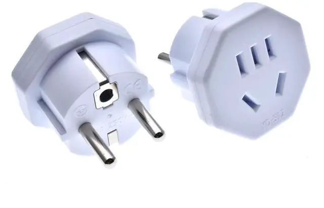 Main image of 2 Pack Schuko to Au/1-15R Power Converter Travel Plug adapter,2-in-1 European CEE7 Schuko Male to Au AS3112 and US 2 Prong NEMA1-15R Electrical Adapter.White