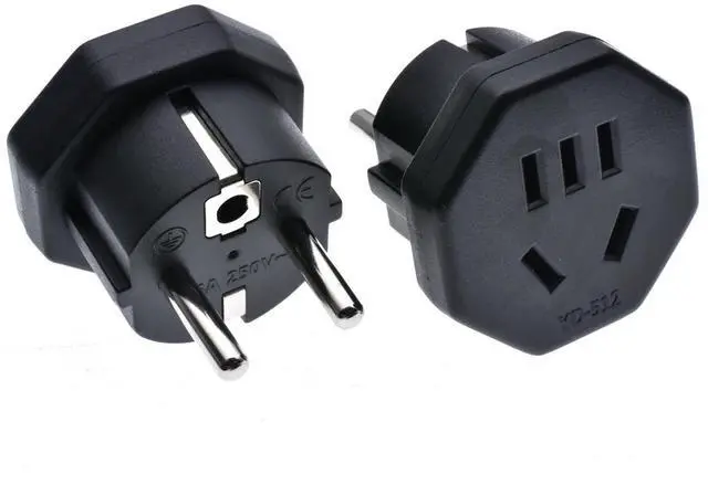 Main image of 2 Pack European Schuko to 1-15R and Au Power Converter Travel Adapter, Euro CEE7 Schuko Male Plug to US 2 Prong 1-15R Female and Au Bs3112 Female Electrica Adapter