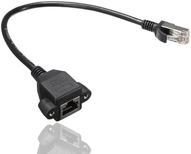 Alt view image 2 of 7 - 2 Pack Cat6 Shielded Ethernet Extension Cable, RJ45 Male to Female Panel Mount with Screws, Compatible with Cat5e/Cat5 PC Laptop Router,1ft/30cm Straight