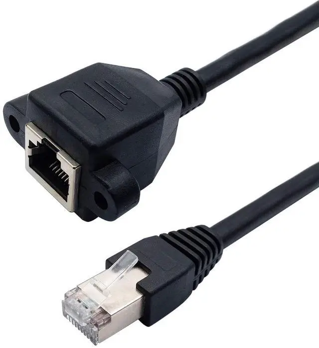Alt view image 4 of 7 - Cat 6 Ethernet Network Cable RJ45 Male to Female Shielded Ethernet Network Connector Screw Panel Mount Extension Cable for Router, Modem,2ft/60cm With Screw Panel Mount
