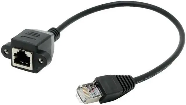 Alt view image 7 of 7 - Cat 6 Ethernet Network Cable RJ45 Male to Female Shielded Ethernet Network Connector Screw Panel Mount Extension Cable for Router, Modem,2ft/60cm With Screw Panel Mount