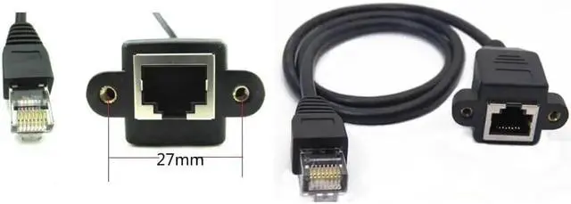Alt view image 3 of 7 - Cat 6 Ethernet Network Cable RJ45 Male to Female Shielded Ethernet Network Connector Screw Panel Mount Extension Cable for Router, Modem,5ft/150cm With Screw Panel Mount