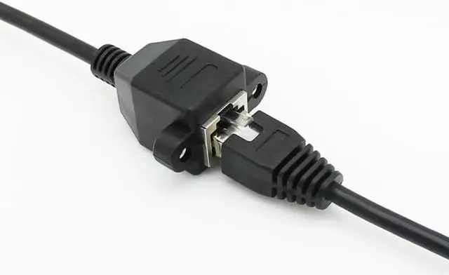 Alt view image 4 of 7 - Cat 6 Ethernet Network Cable RJ45 Male to Female Shielded Ethernet Network Connector Screw Panel Mount Extension Cable for Router, Modem,5ft/150cm With Screw Panel Mount