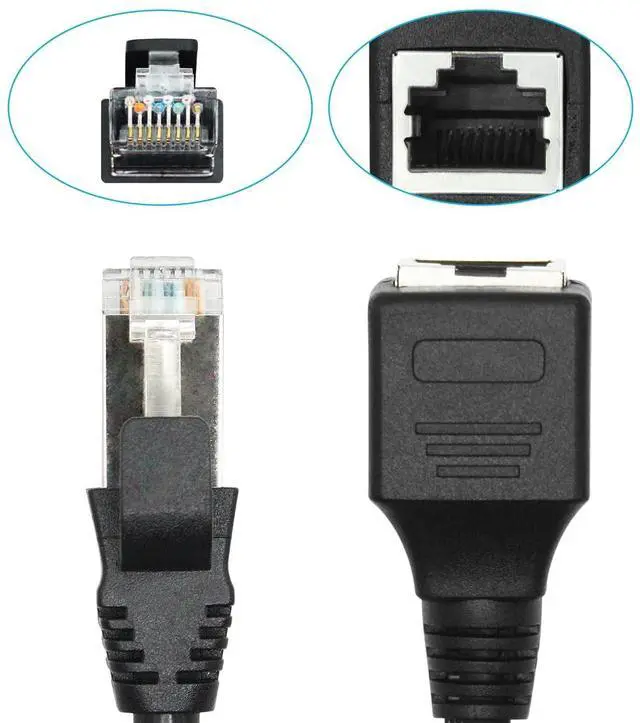 Alt view image 3 of 7 - Cat 6 Ethernet Network Cable RJ45 Male to Female Shielded Ethernet Network Connector Extension Cable for Router, Modem,16ft/500cm Without Screw Panel Mount