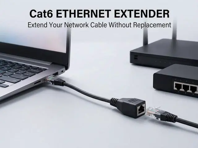 Alt view image 6 of 7 - Cat 6 Ethernet Network Cable RJ45 Male to Female Shielded Ethernet Network Connector Extension Cable for Router, Modem,3ft/100cm Without Screw Panel Mount